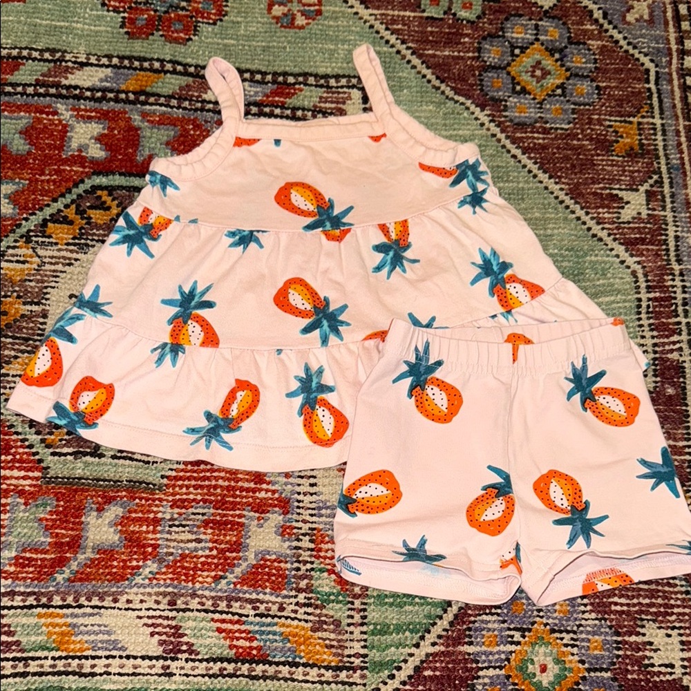 Hanna Andersson Orange and Blue Pineapple Kids Pajama Set